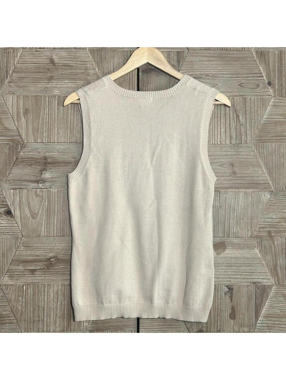 Izod Golf Womens Argyle Tan V-Neck Sweater Vest Size Small Preppy Light Academia - Picture 4 of 5